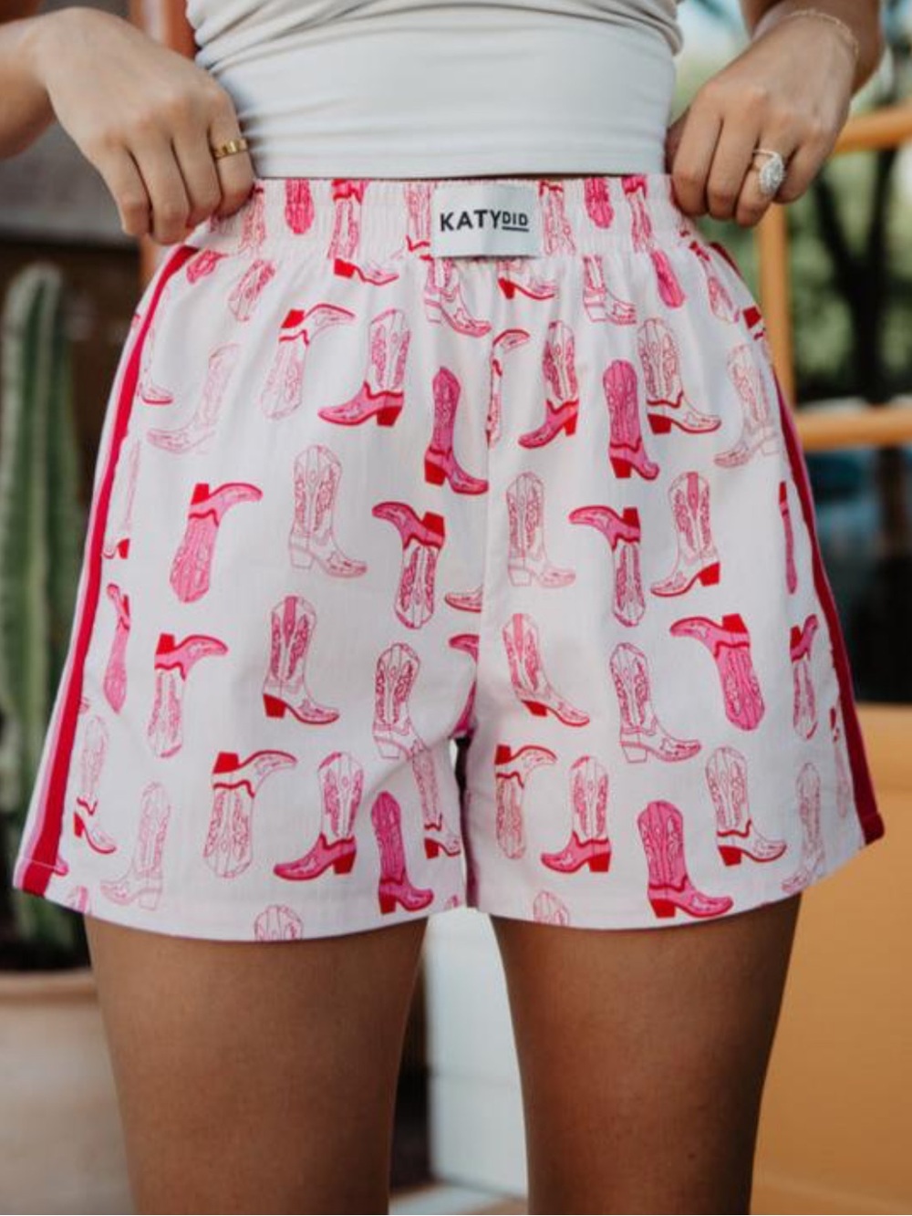 KatyDid LIGHT PINK WESTERN BOOTS BOXERS WITH PATTERNS